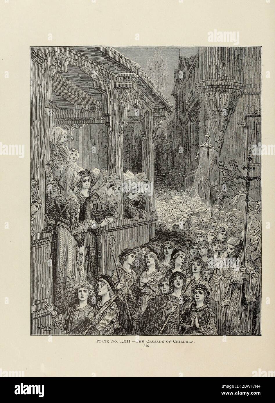 The Crusade of Children [1212] Plate LXII from the book Story of the crusades. with a magnificent gallery of one hundred full-page engravings by the world-renowned artist, Gustave Doré [Gustave Dore] by Boyd, James P. (James Penny), 1836-1910. Published in Philadelphia 1892 Stock Photo