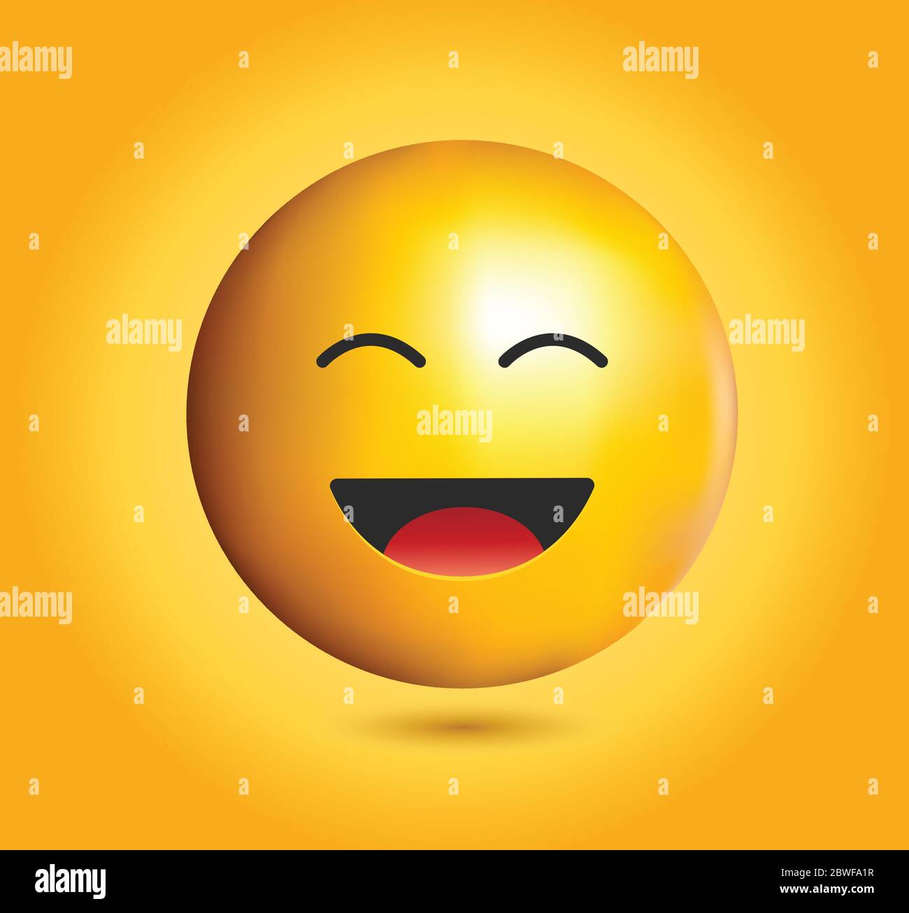 High quality emoticon on yellow gradient  emoji with  closed eyes. Yellow face emoji laughing vector illustration Stock Vector  Image & Art - Alamy