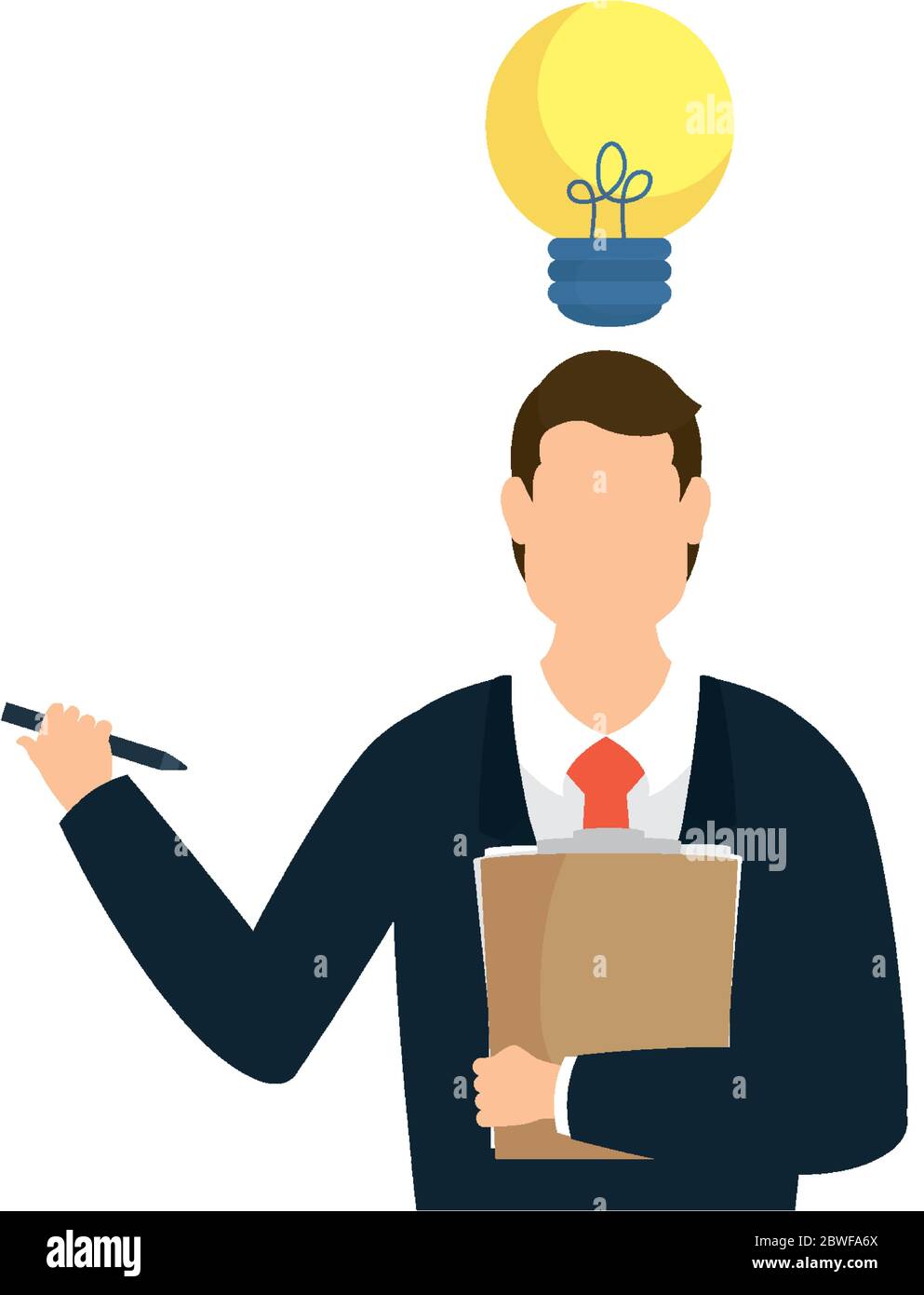 Businessman avatar with document and pen vector design Stock Vector ...