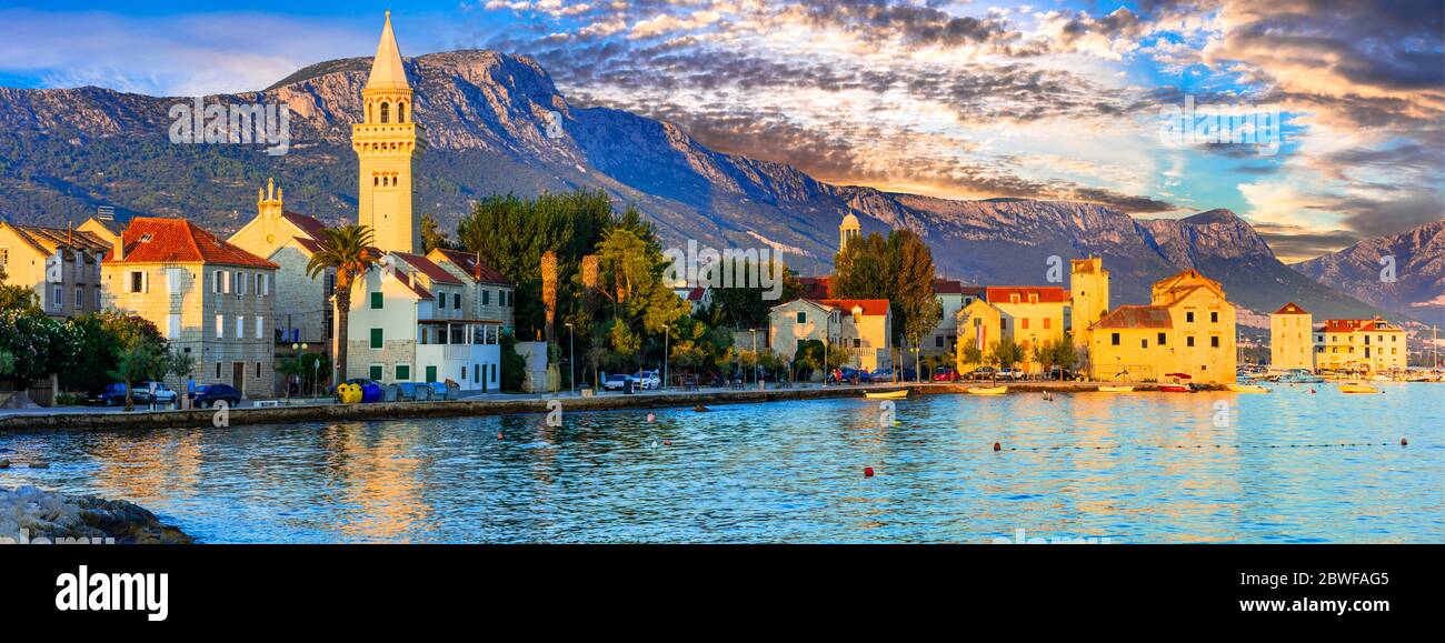 Beautiful coastal towns in Croatia. Scenic Kastella in Dalmatia. View of Kastel Stafilic village Stock Photo
