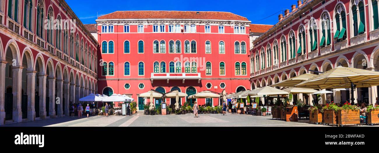 The Prokurative, Republic Square in Split Croatia. Landmarks and tourist attraction of Dalmatia. September 2019 Stock Photo
