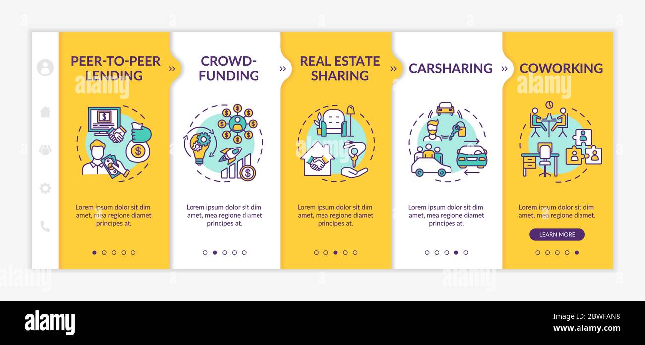 Sharing economy onboarding vector template Stock Vector