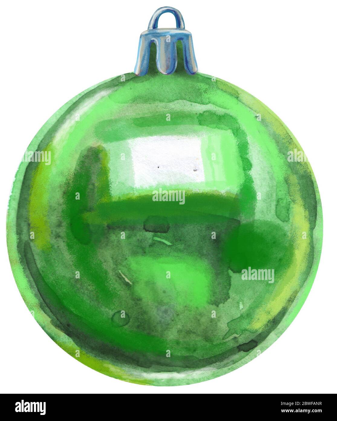 Watercolor Christmas green ball isolated on a white background Stock ...