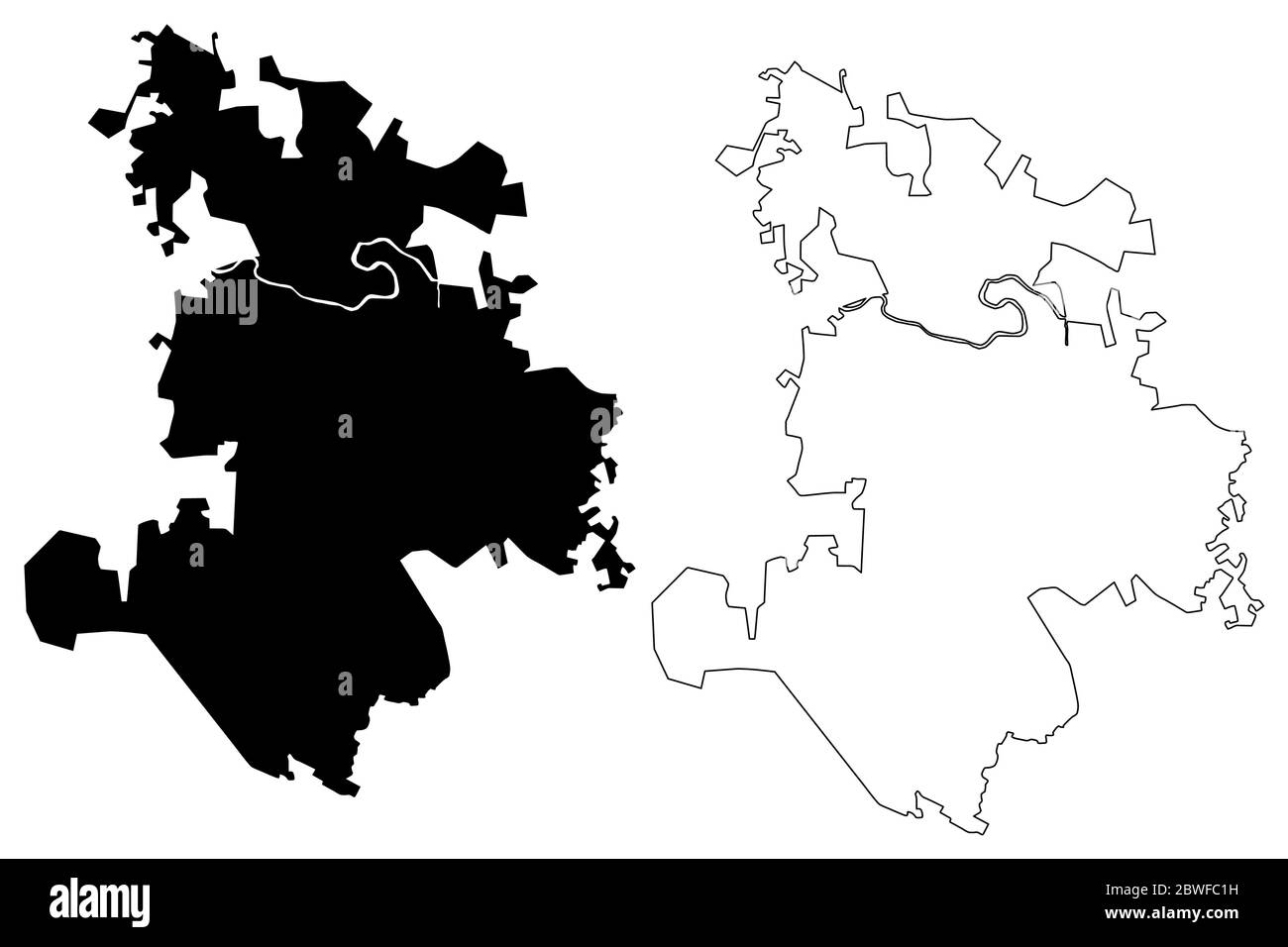 Pekanbaru City (Republic of Indonesia, Sumatra island) map vector illustration, scribble sketch City of Pekanbaru map Stock Vector