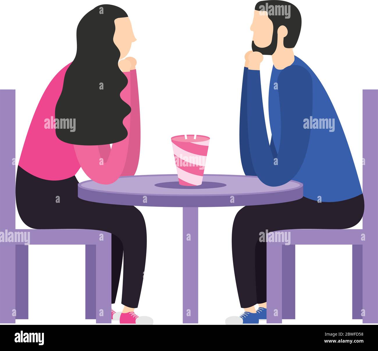 Couple of woman and man on table vector design Stock Vector