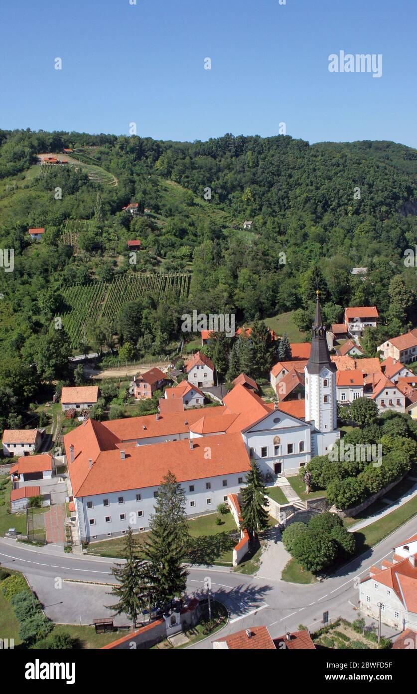 Parish Church of the Assumption of the Virgin Mary and Franciscan Monastery in Klanjec, Croatia Stock Photo