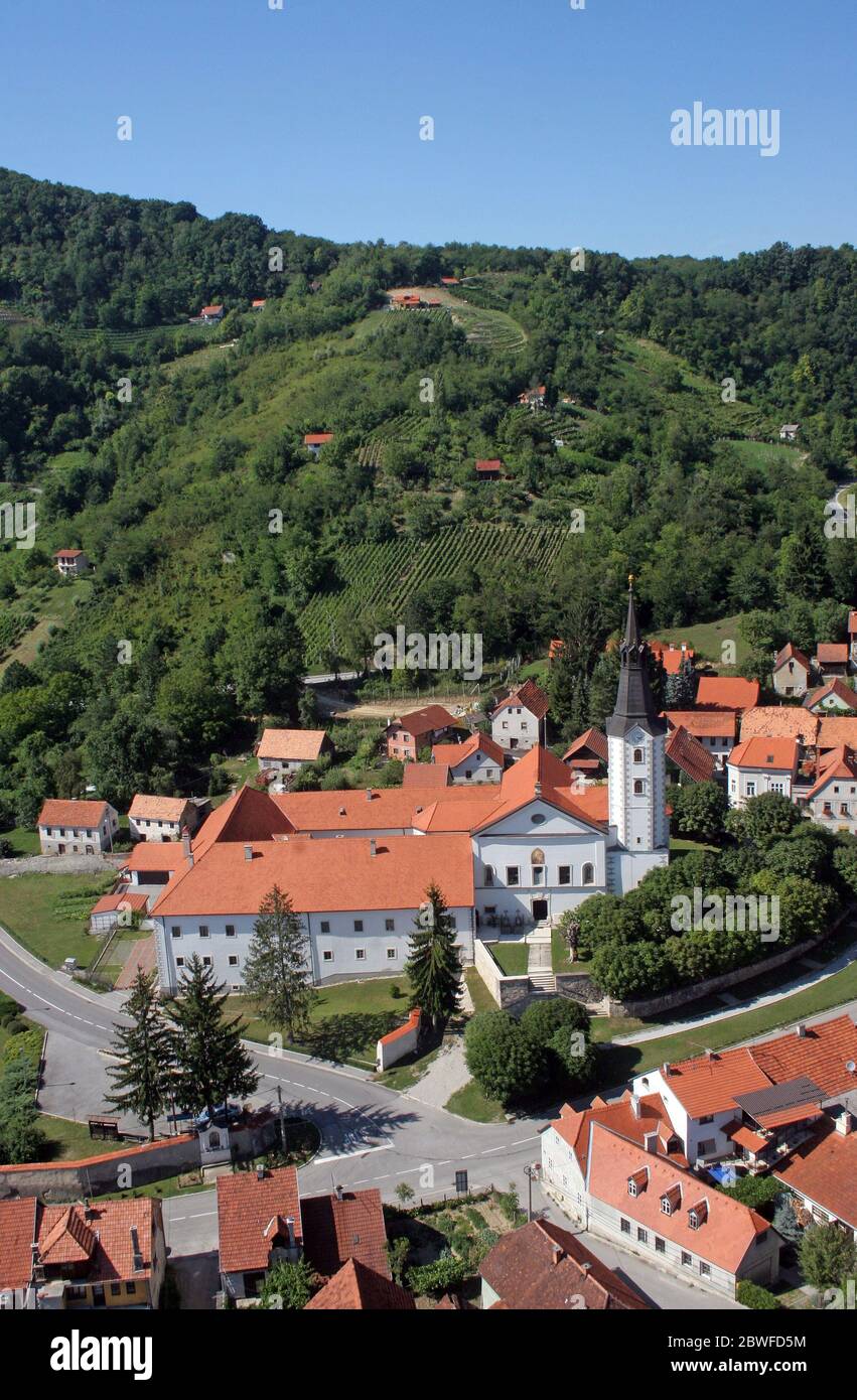 Parish Church of the Assumption of the Virgin Mary and Franciscan Monastery in Klanjec, Croatia Stock Photo