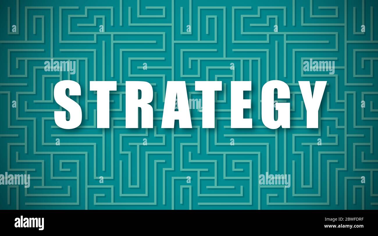 Business tactics concept. Illustration with word STRATEGY on turquoise ...