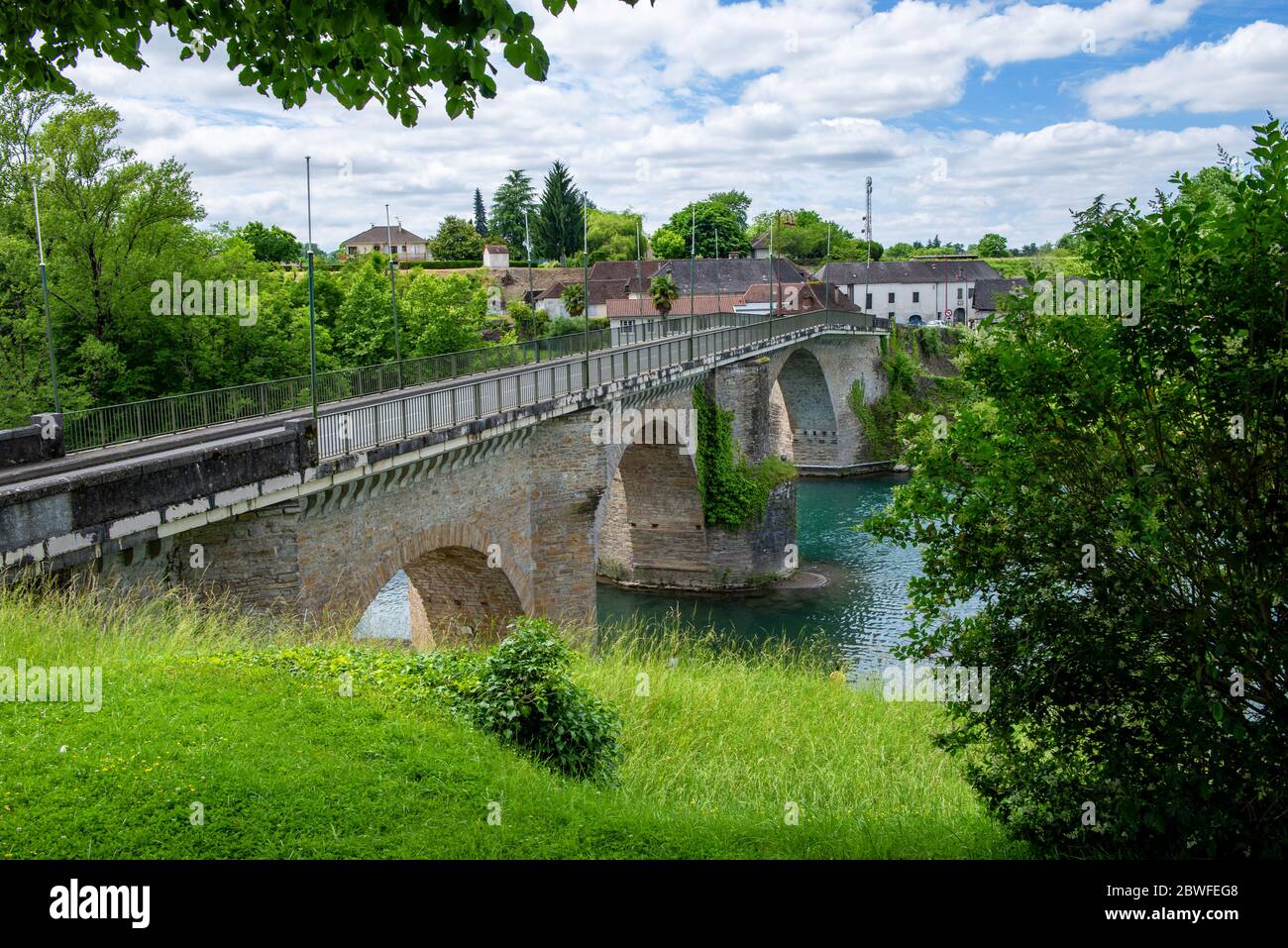 Ancient bridge over the river Gave d`Oloron at the town of Navarrenx,  France Stock Photo - Alamy