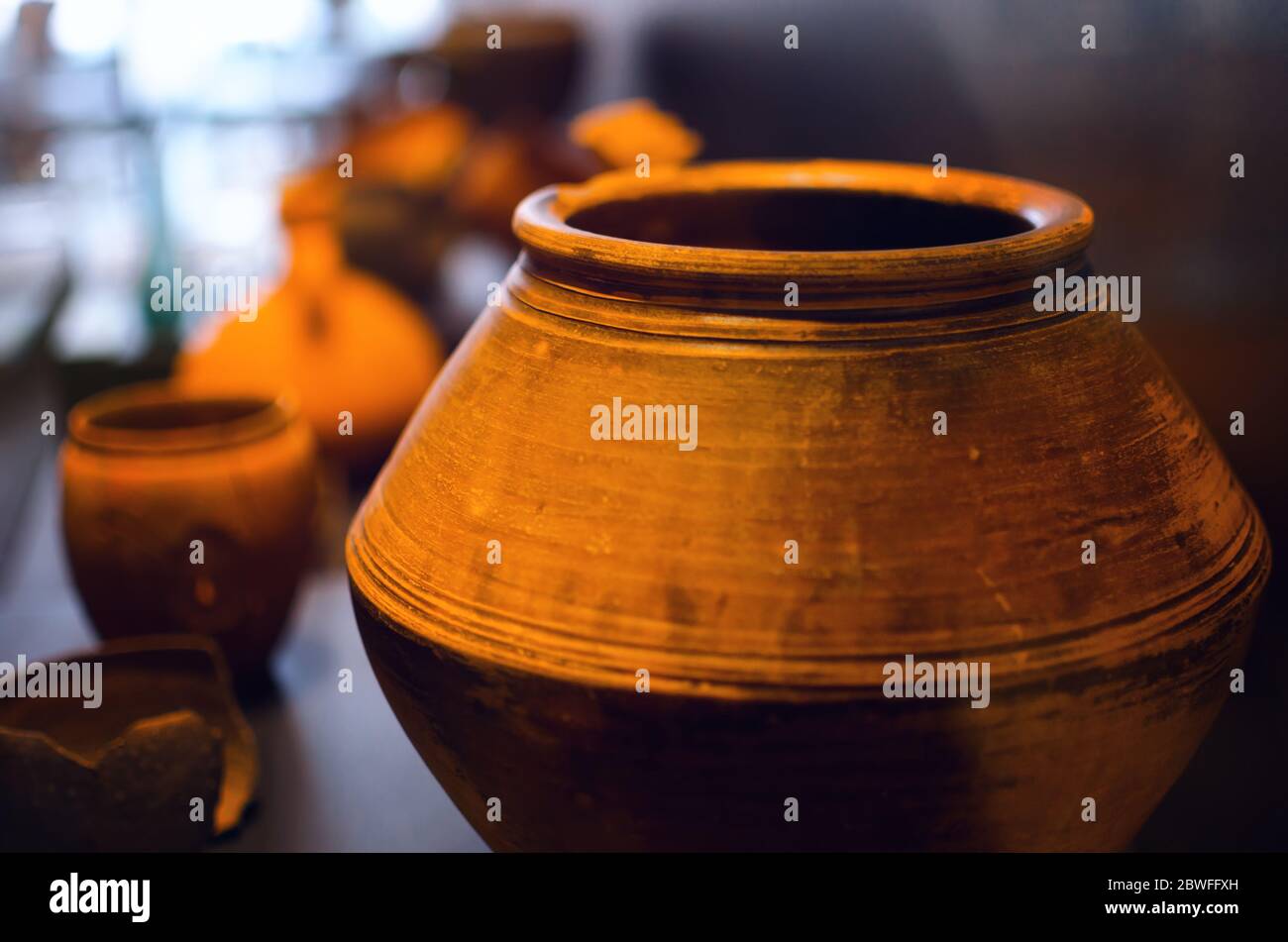 Ancient roman clay pottery and vases Stock Photo