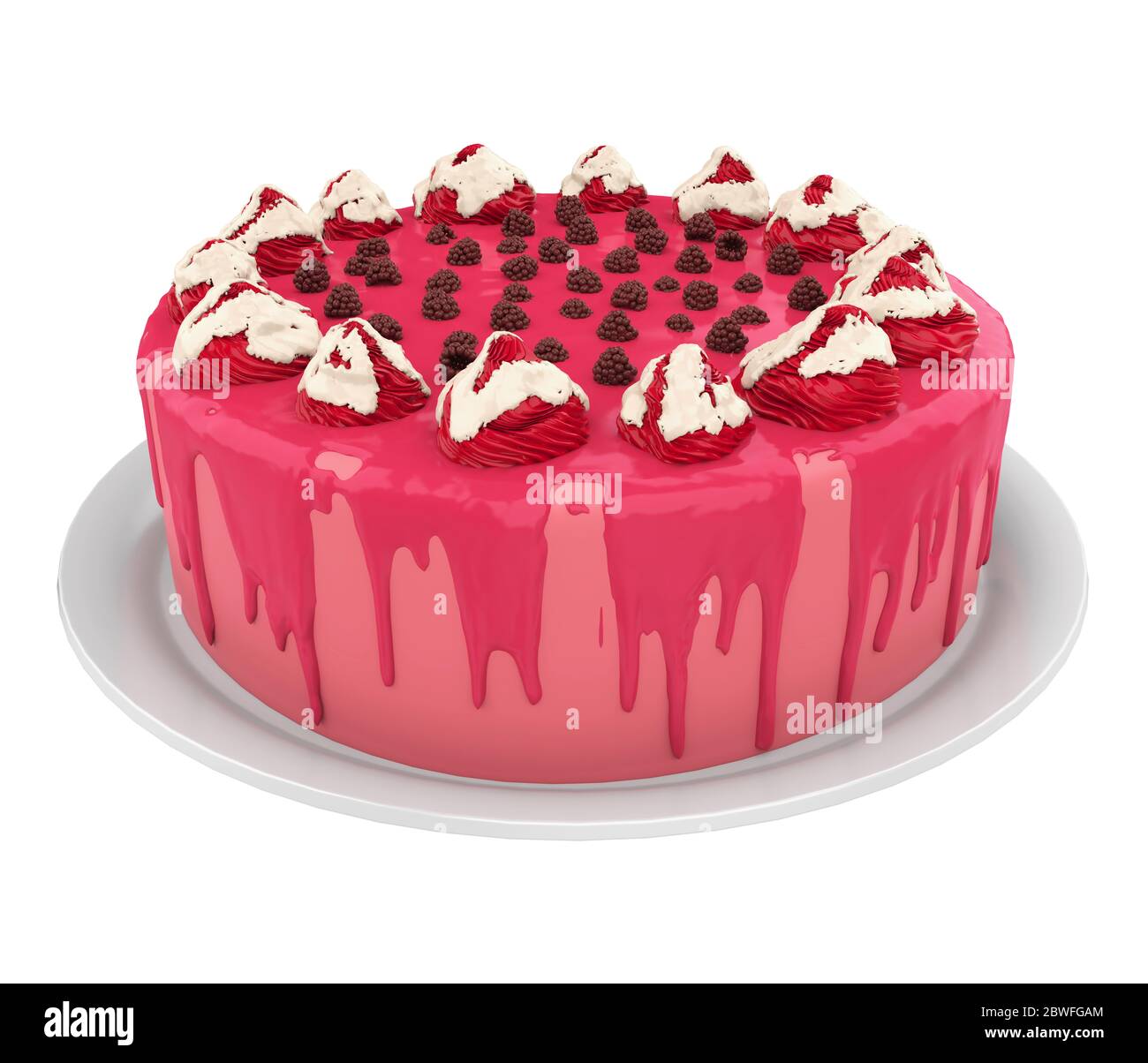Strawberry Cake Isolated Stock Photo - Alamy