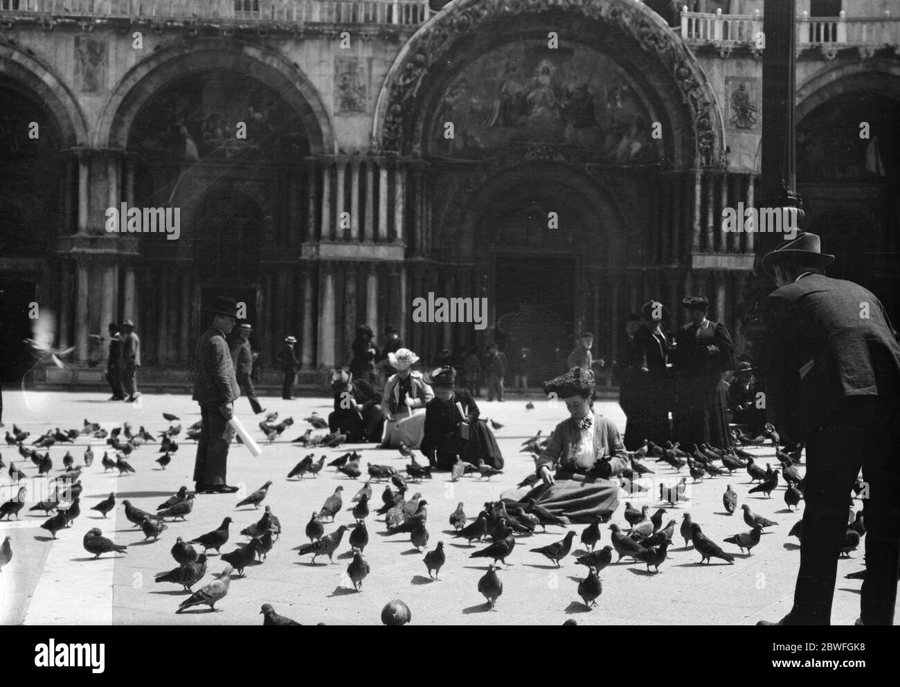 Venice Italy St Marks Feeding pigeons Stock Photo