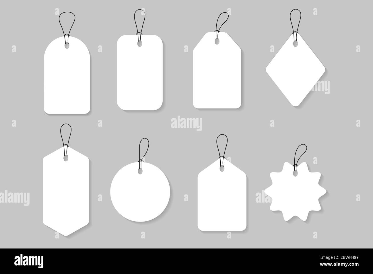 Blank white paper price tags or gift tags in different shapes Stock