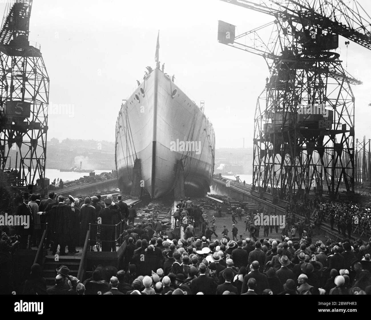 HMS Nelson a Nelson-class battleship Remarkable photographs of Britains £7000,000 warship . World greatest fighting craft . Ready to take the water 3 September 1925 Stock Photo