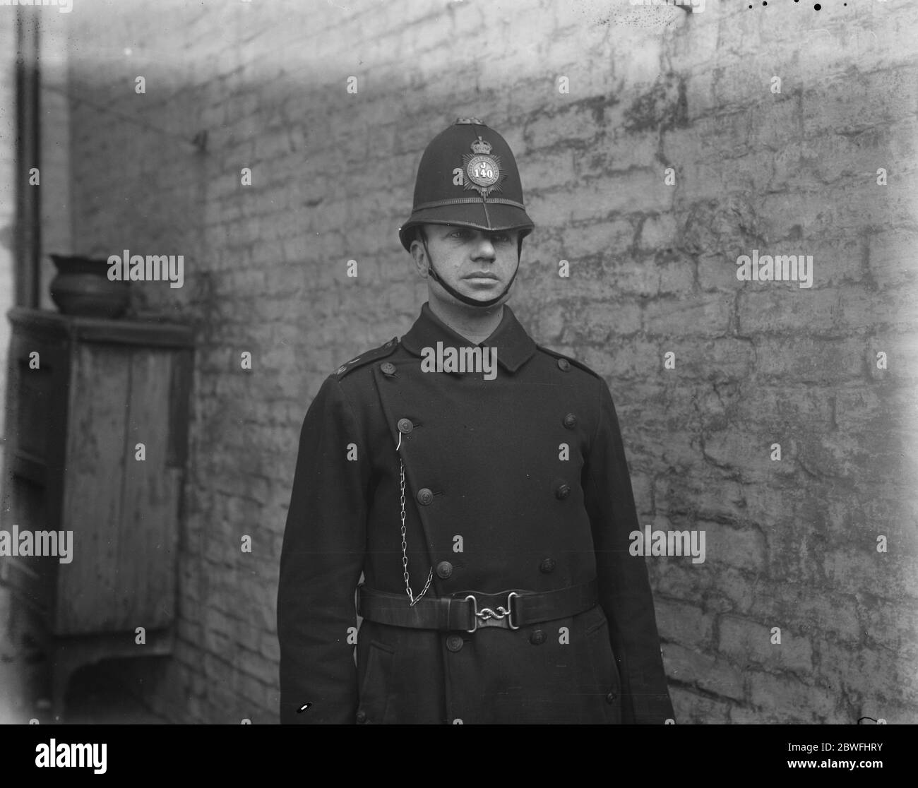 Four saved by police constable Police Constable Clarke , through whose bravery the lives of four people were saved when a fire broke out in a house in Fillebrook Road , Leytonstone 22 March 1926 Stock Photo