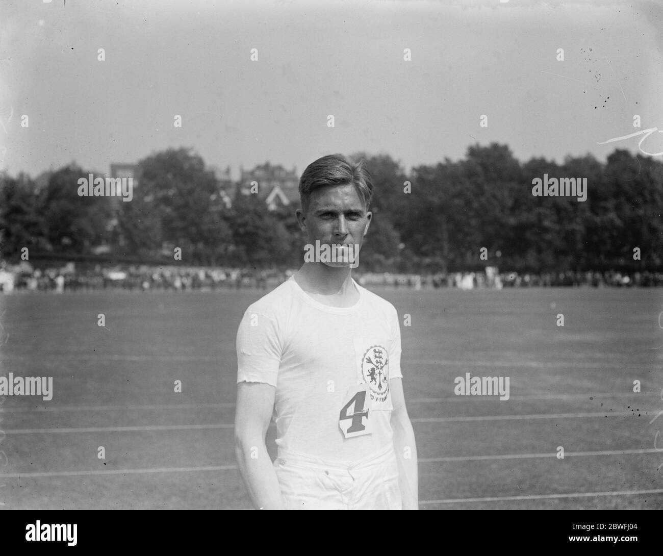 International sports at Brighton W Rangeley ( England 0 who won the 100 metres flat race 25 July 1925 Stock Photo