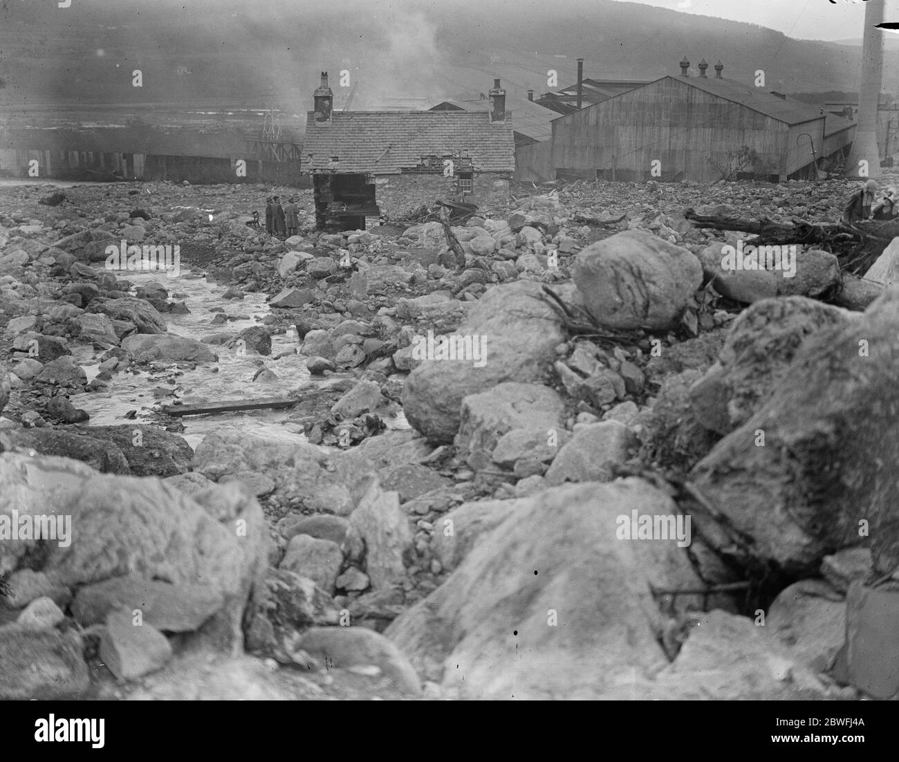 The Welsh disaster . The scene of desolation at Porth Llwyd. 4 November 1925 Stock Photo