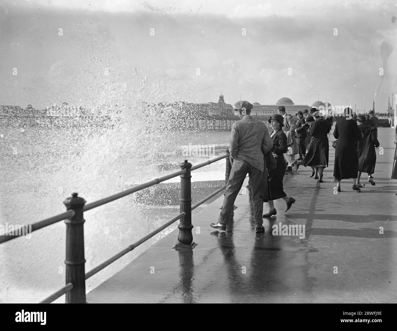 Rough Seas at Hastings 5 October 1934 Stock Photo