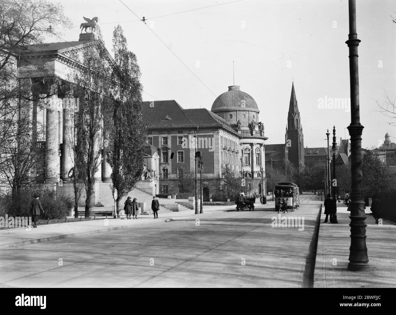 Posen , Poland . A view in Posen showing Theatre and the Museum of Science . 24 October 1921 Stock Photo