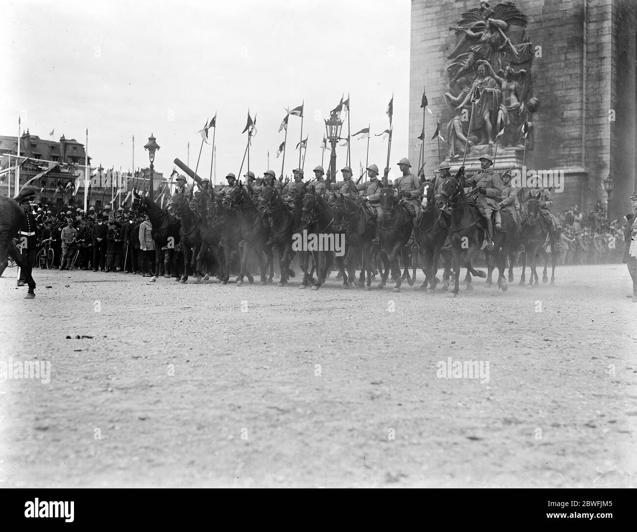 Paris Victory March French cavalry on the march 14 July 1919 Stock Photo