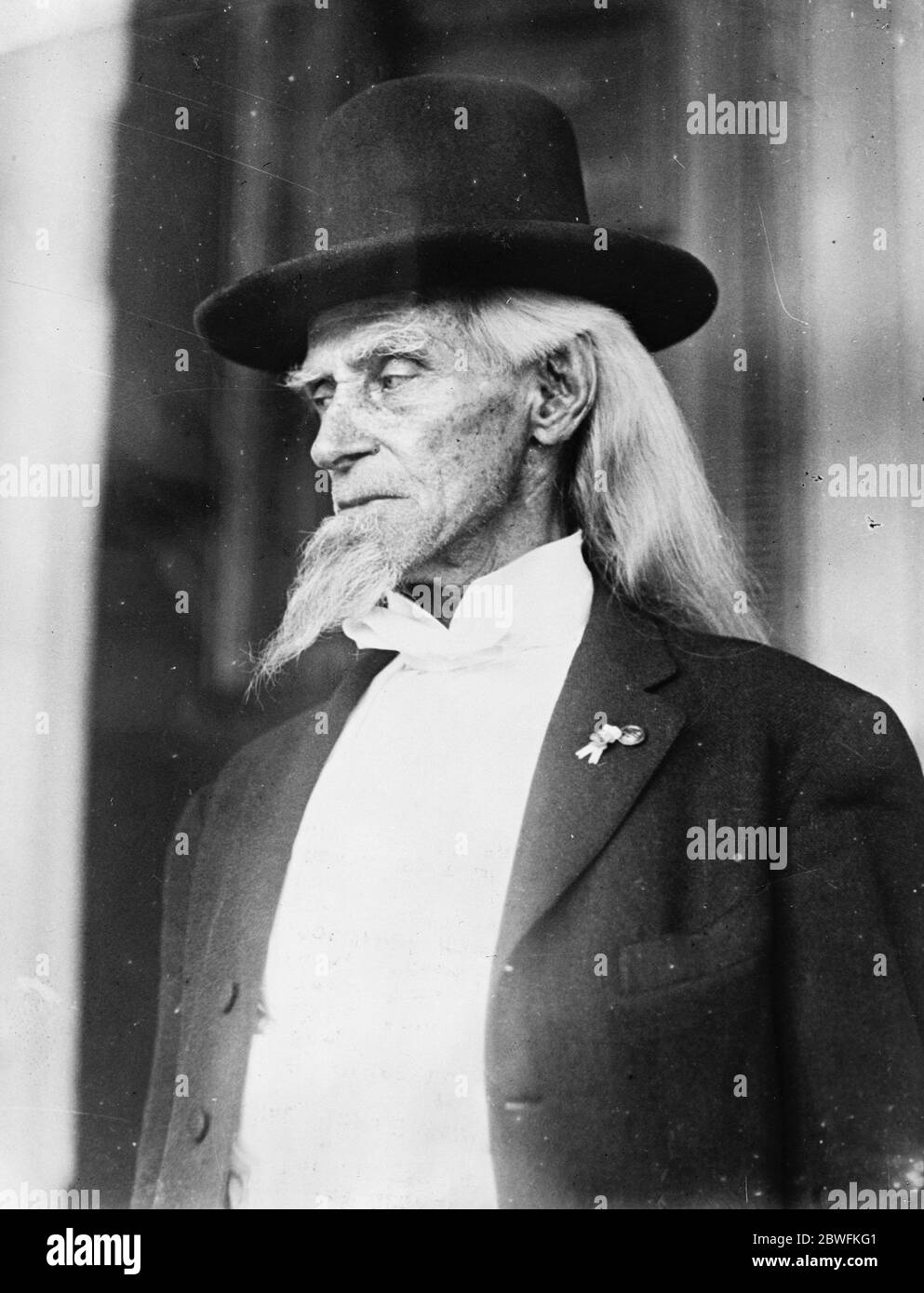 The Original ' Uncle Sam' George C Campbell , the original ' Uncle Sam ' who is at the annual encampment of the Grand Army of the Republican at Boston . He is said to regard photographers as the ' worst sort of human pests ' and this photgraph was only the second secured with great difficulty 25 August 1924 Stock Photo