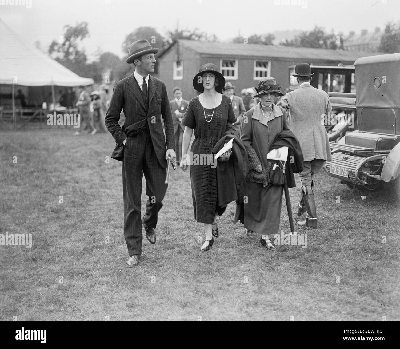 The Bath Horse Show . Lord Worcester , the new President of the Bath Horse Show with his mother the Duchess of Beaufort , and his sister Lady Diana Somerset . 6 September 1922 Stock Photo