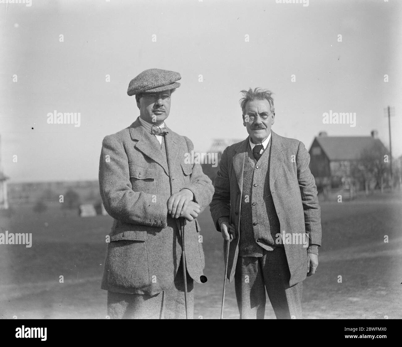 Parliamentary golf . House of Commons versus Sandy Lodge at North Wood . Mr Baker and Mr Andrew Youngs , Labour MPs . 1 March 1924 Stock Photo