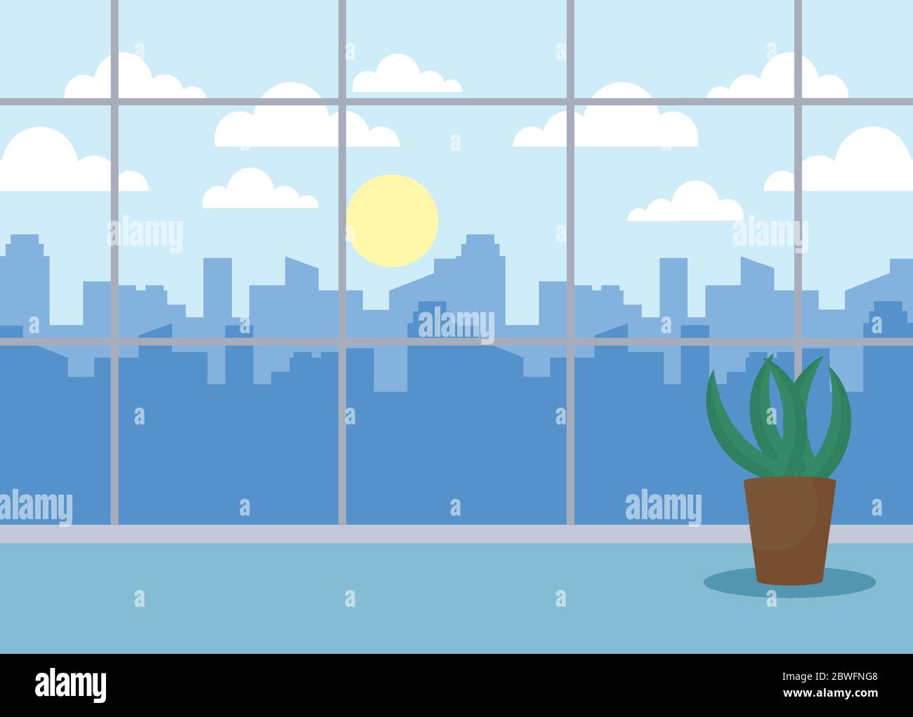 window with view of city buildings vector design Stock Vector Image ...