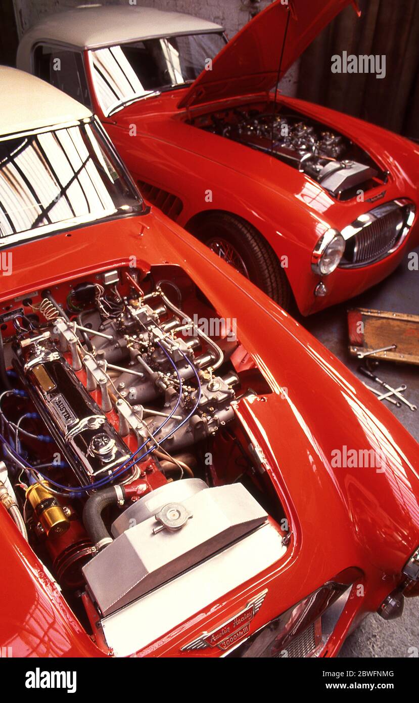 Austin Healey Restoration workshop in Leamington Spa Warwickshire UK 1992 Stock Photo