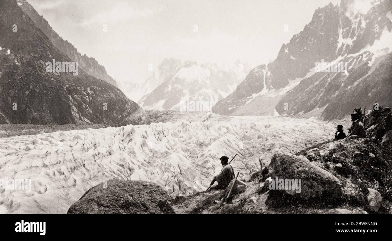 Vintage 19th century photograph - Mer de Glace, glacier, Chamonix, France  Stock Photo - Alamy