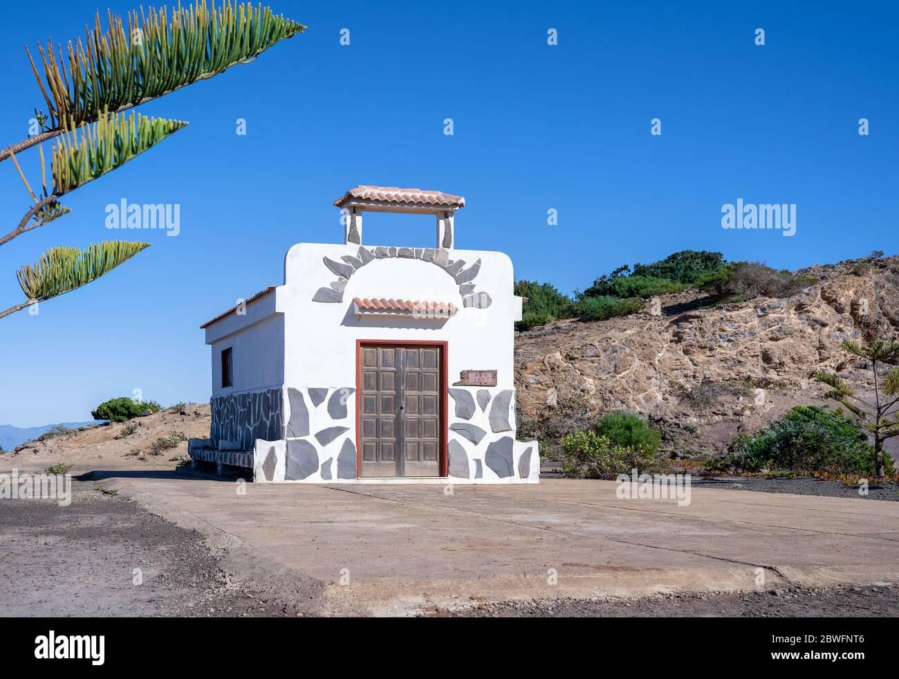 La Gomera island - front view of the chapel Ermita de Coromoto Stock ...