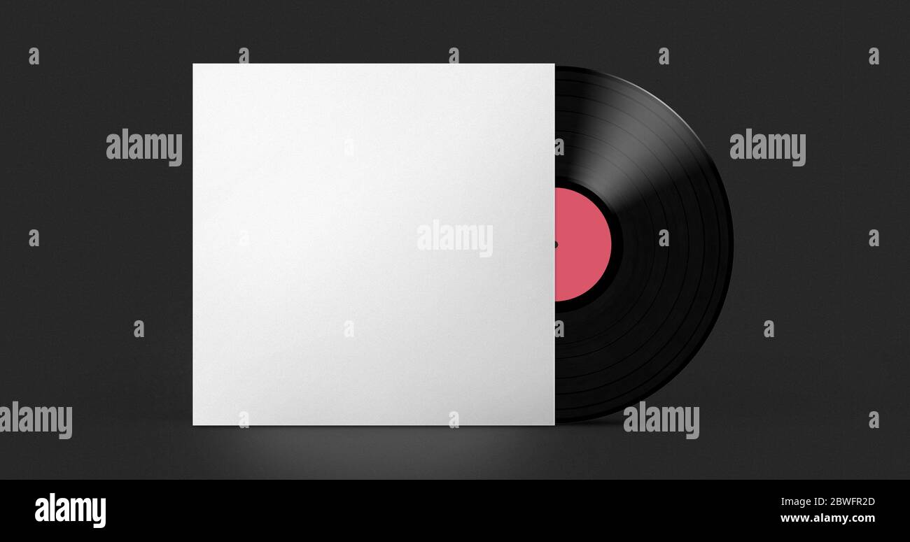 vinyl disc blank album template on dark background Stock Photo - Alamy