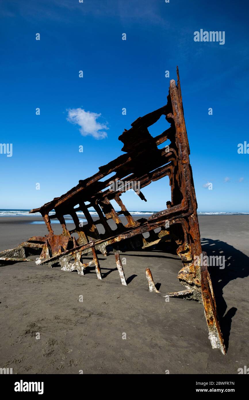 View of rusted metal on Cannon Beach, Oregon, USA Stock Photo