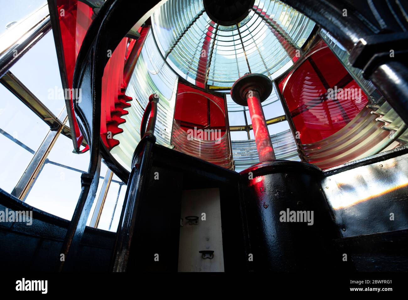 Inside of Cape Meares Lighthouse, Tillamook County, Oregon, USA Stock