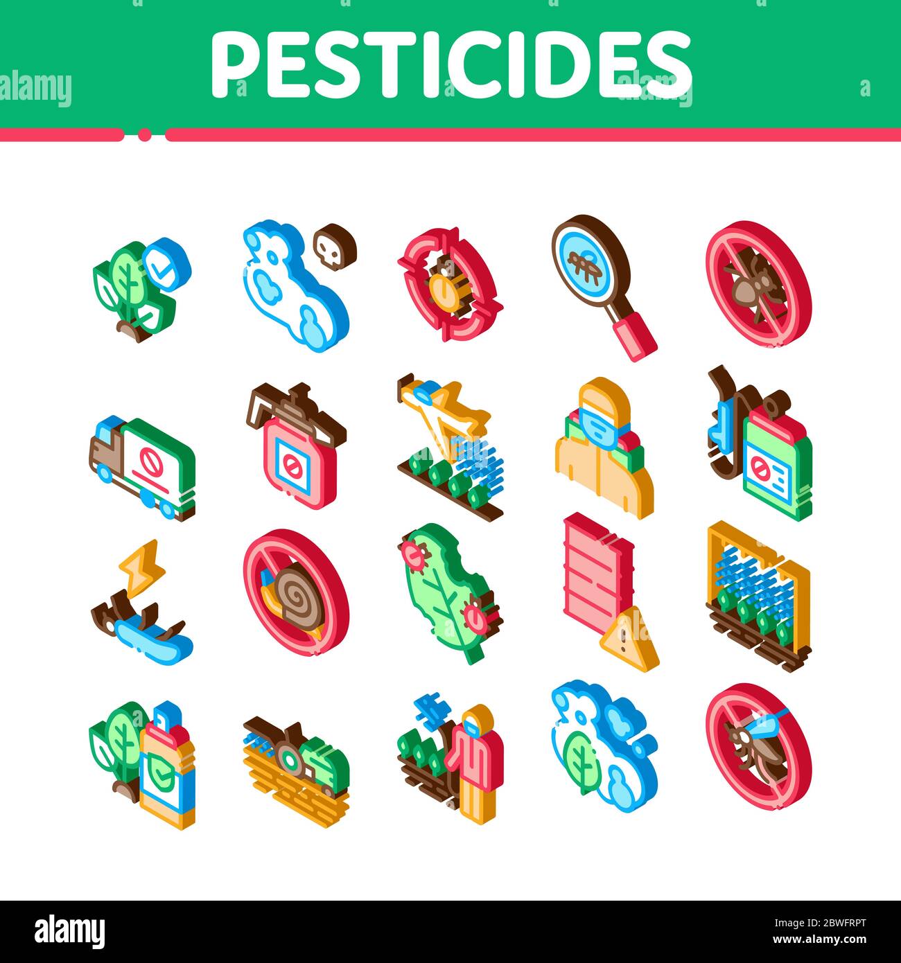 Pesticides Chemical Isometric Icons Set Vector Stock Vector Image & Art ...