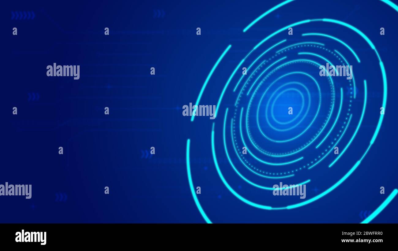 Glowing coil and digital earth, internet science and technology background. Stock Photo