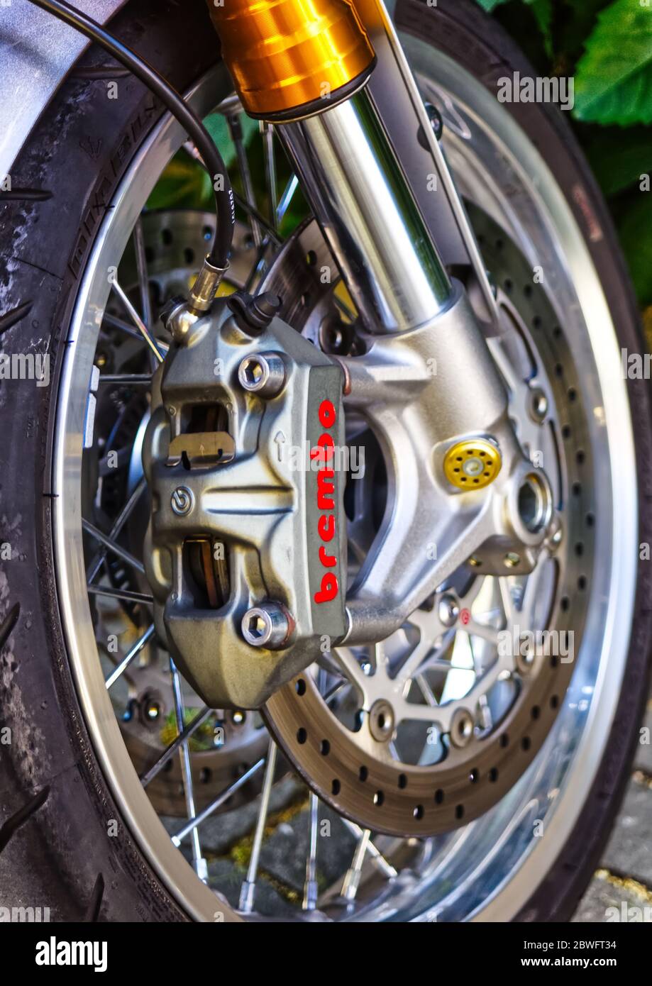 Brakes and wheel from a motorcycle Stock Photo