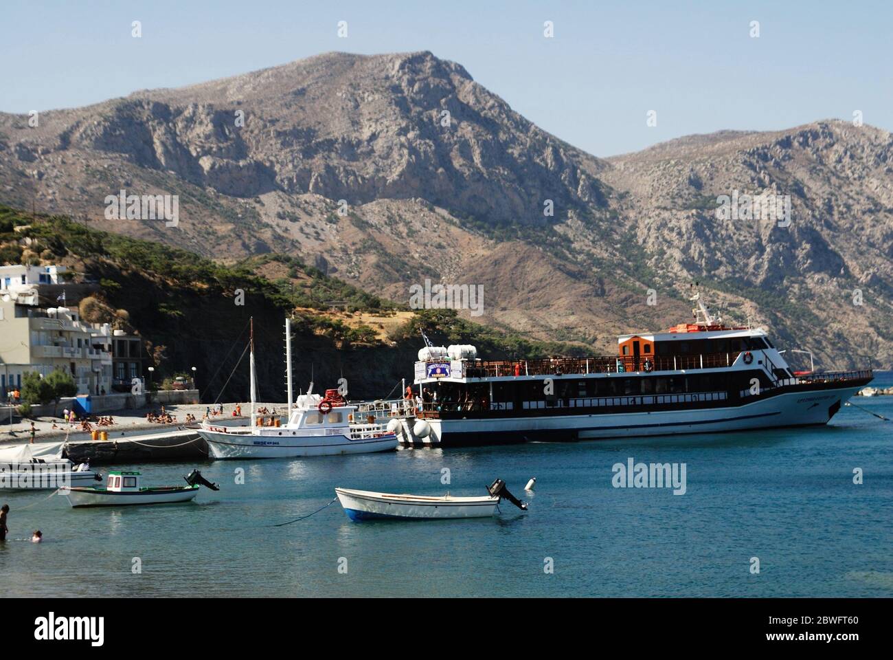 Greece, Karpathos island, view of the port of Diafani, August 16 2008. Stock Photo