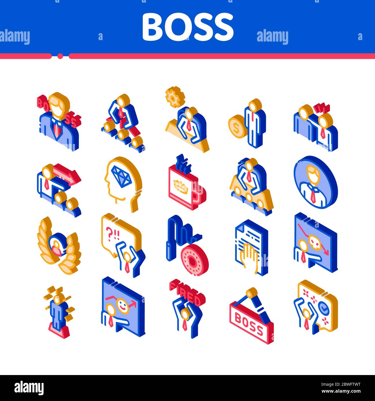 Boss Leader Company Isometric Icons Set Vector Stock Vector Image & Art ...