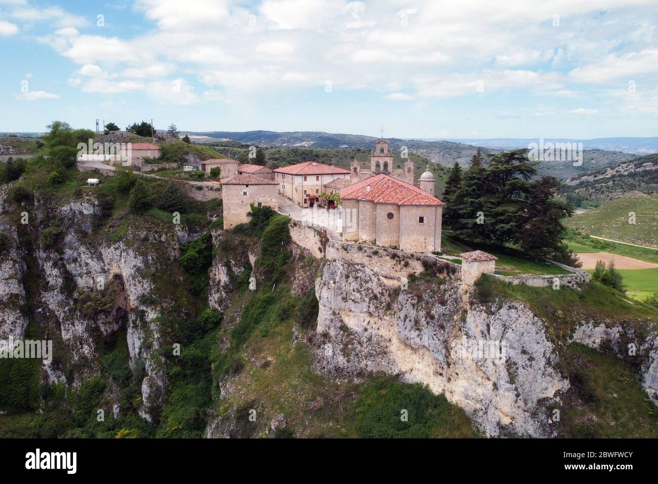 Aerial view of Santa Casilda shrine, La Bureba Burgos province, Castile-Leon . Stock Photo