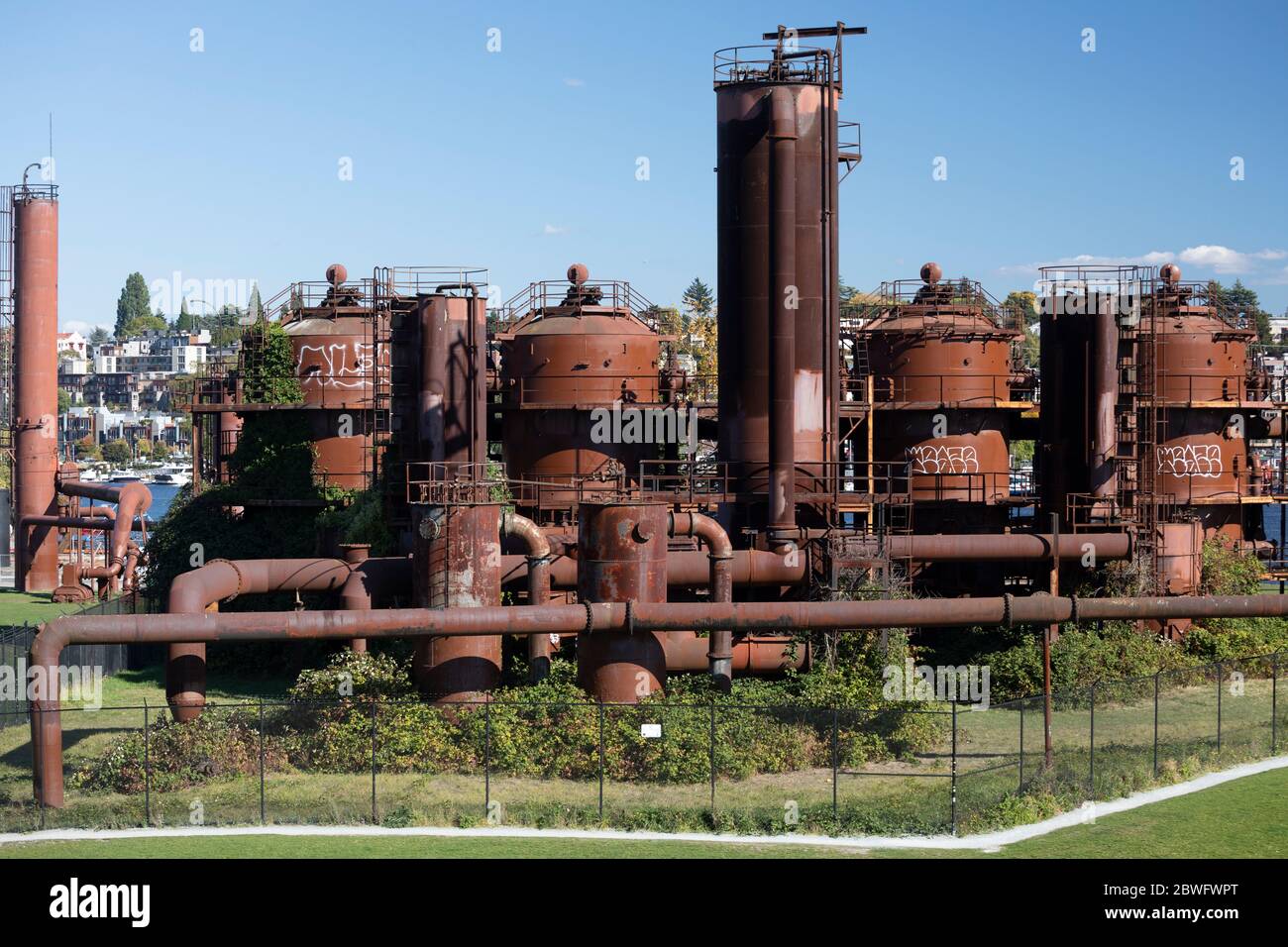 Gas Works Park on sunny day, Seattle, Washington, USA Stock Photo