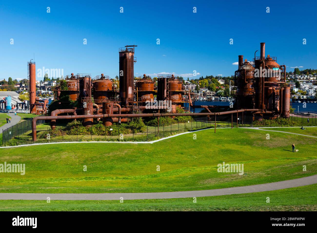 Gas Works Park on sunny day, Seattle, Washington, USA Stock Photo