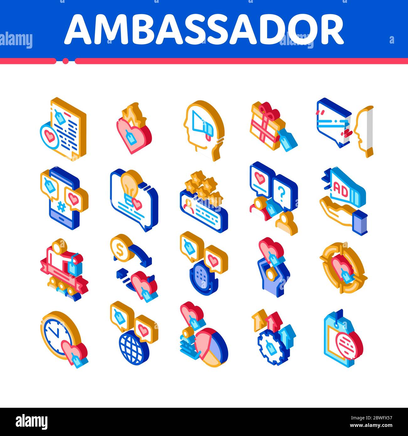 Ambassador Creative Isometric Icons Set Vector Stock Vector