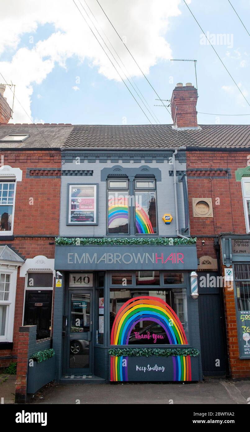 Daily life under coronavirus Covid19 pandemic lockdown rainbow mural