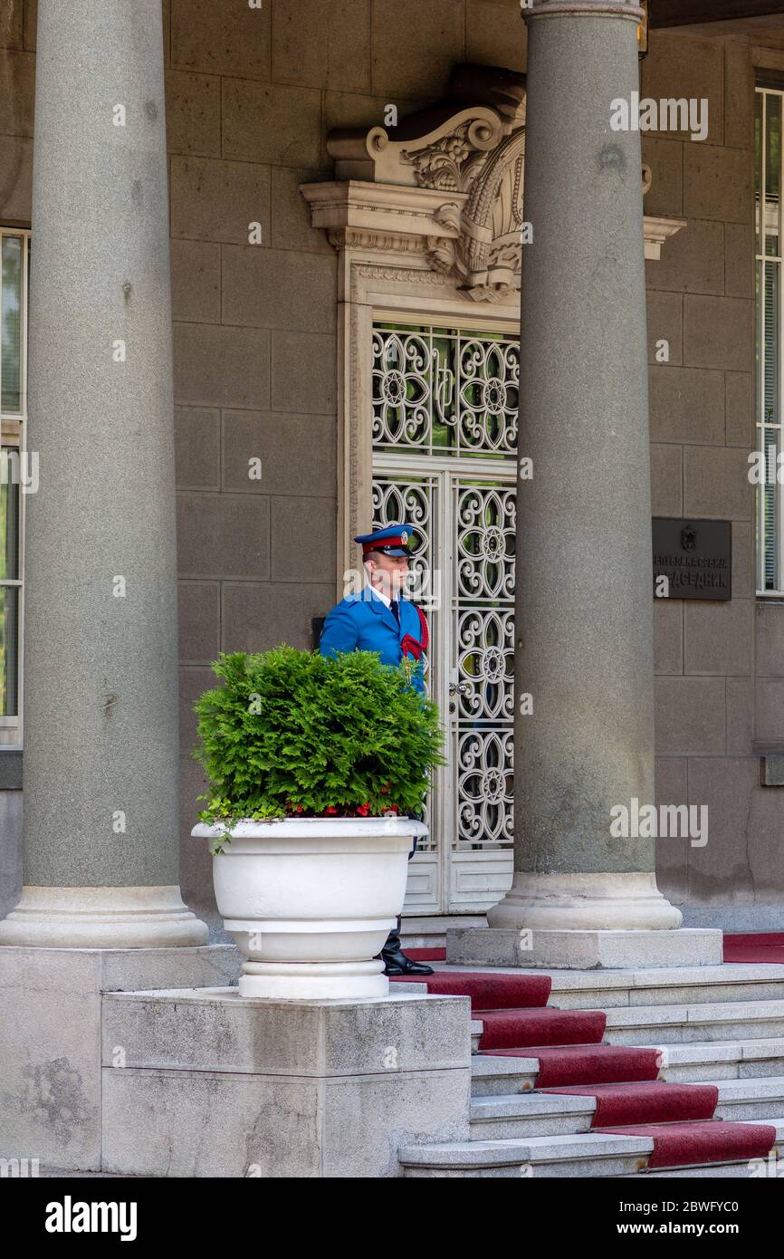 Belgrade / Serbia - May 28, 2017 - Guard of honor of the Serbian Guard at the Presidential Palace in Belgrade, Serbia Stock Photo