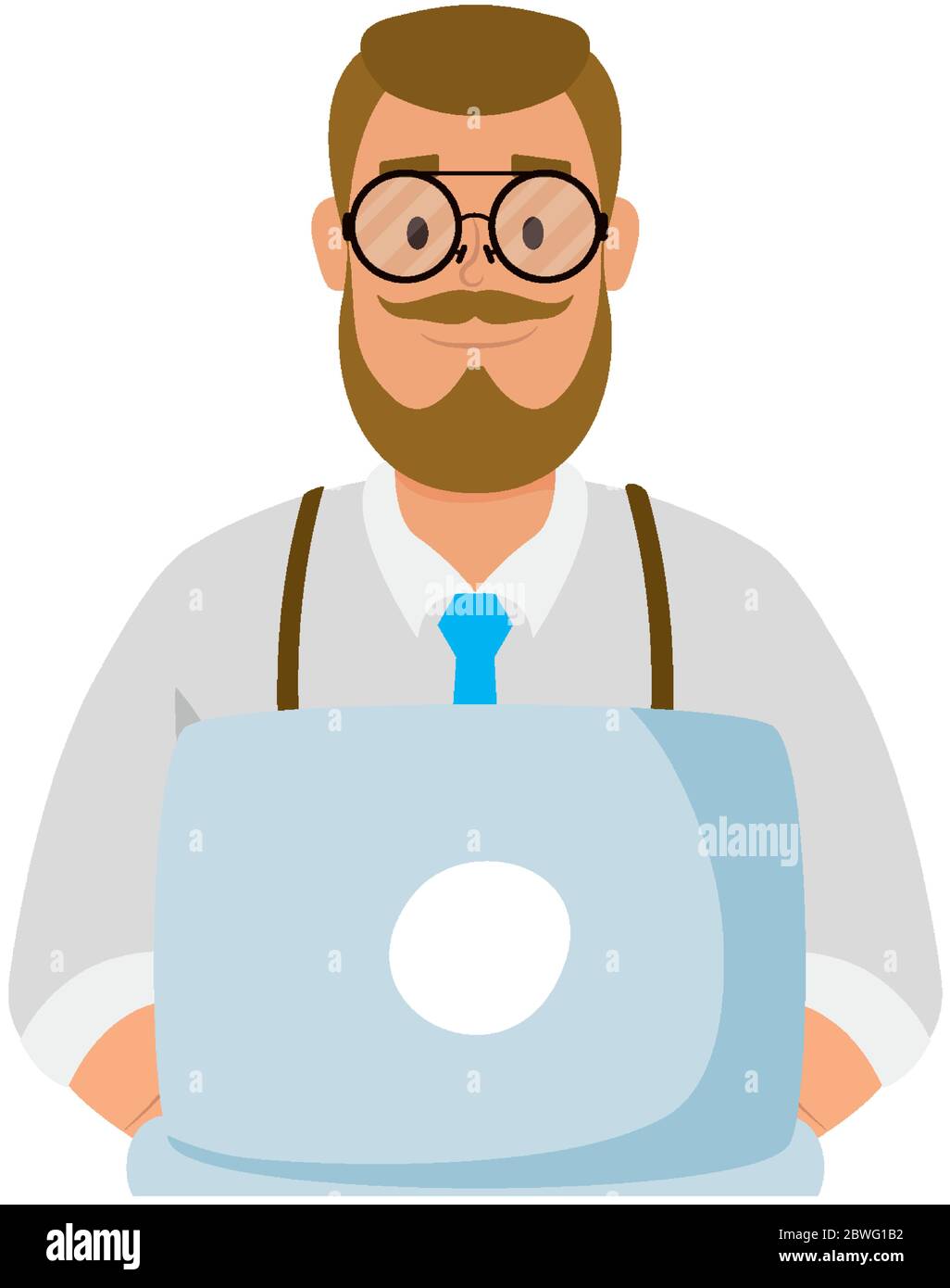 Avatar man with beard glasses and laptop vector design Stock Vector ...
