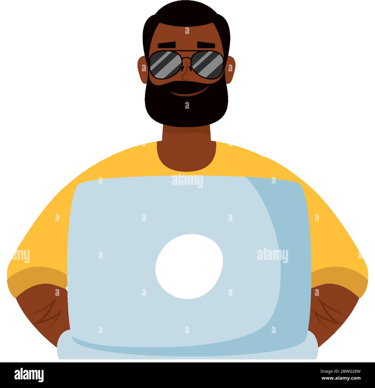 Avatar man with beard glasses and laptop vector design Stock Vector ...
