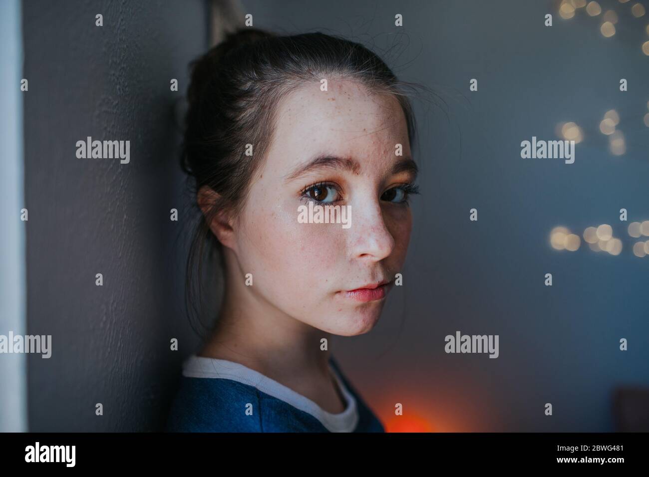 A 14 year old brunette girl looking at the camera, Stock Photo, Picture And  Rights Managed Image. Pic. E94-3556397