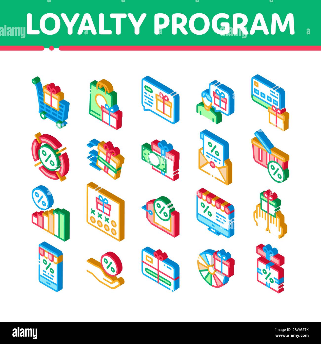 Loyalty Program For Customer Isometric Icons Set Vector Stock Vector