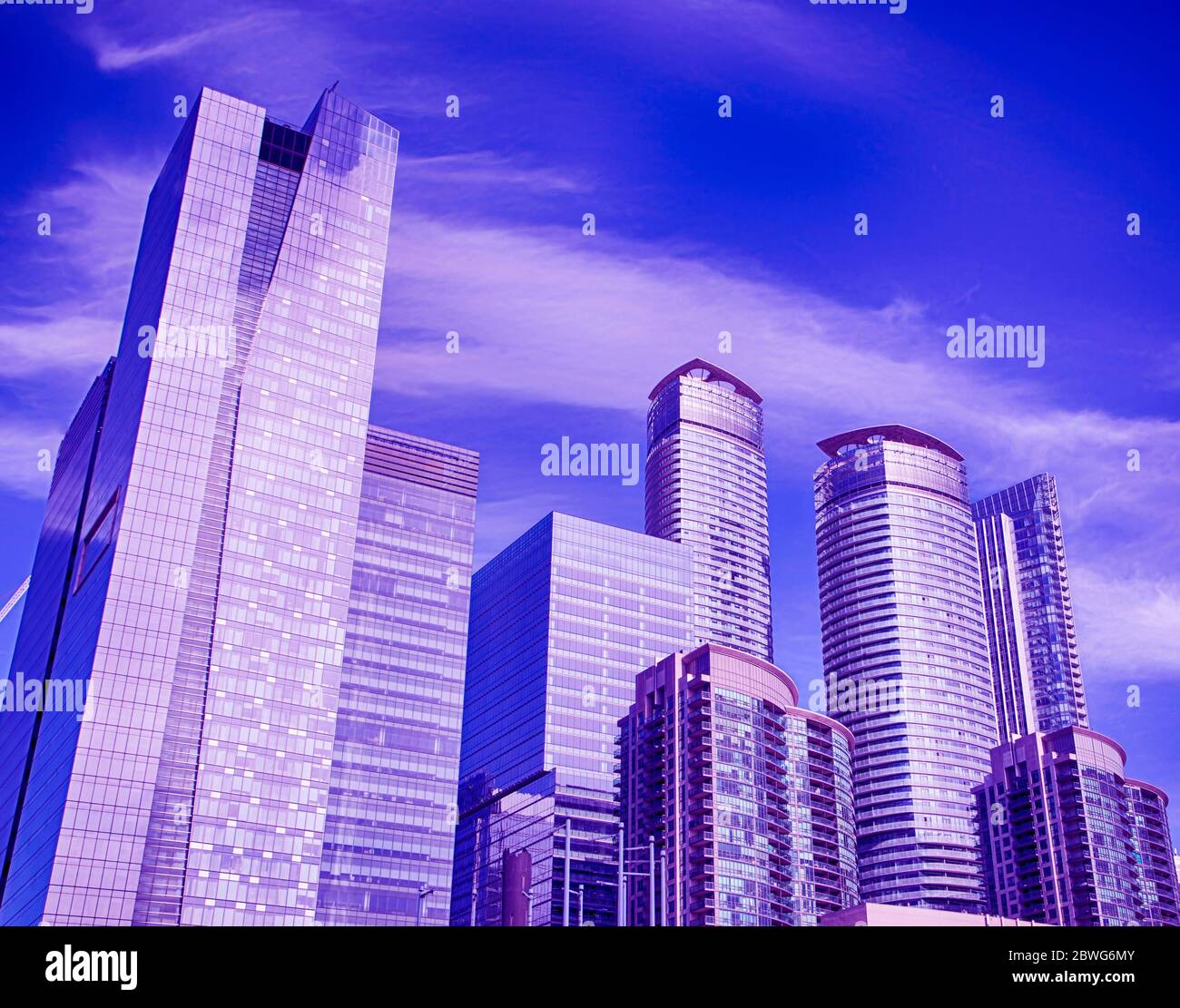 Skyscrapers and office buildings in downtown Toronto financial district ...